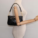 Miu Miu Accessory Pouch Leather Black Gold Auth gh767-21