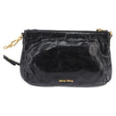 Miu Miu Accessory Pouch Leather Black Gold Auth gh767-2