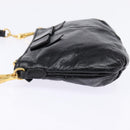 Miu Miu Accessory Pouch Leather Black Gold Auth gh767-3