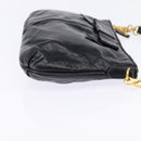 Miu Miu Accessory Pouch Leather Black Gold Auth gh767-4