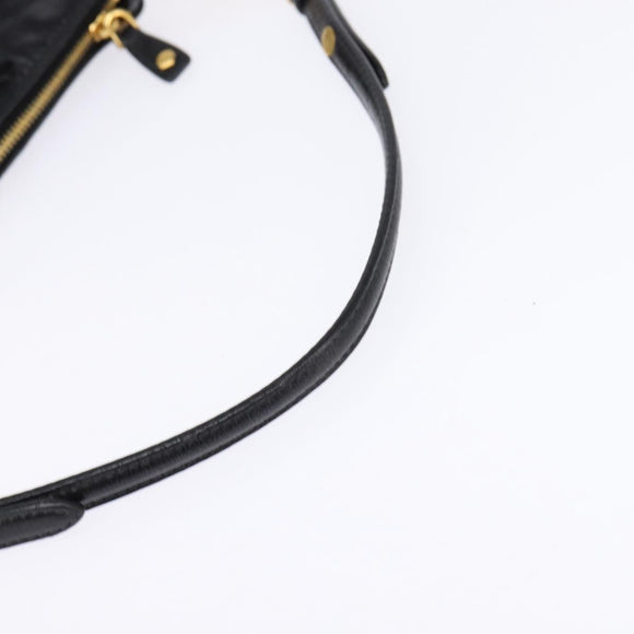 Miu Miu Accessory Pouch Leather Black Gold Auth gh767