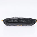 Miu Miu Accessory Pouch Leather Black Gold Auth gh767-5