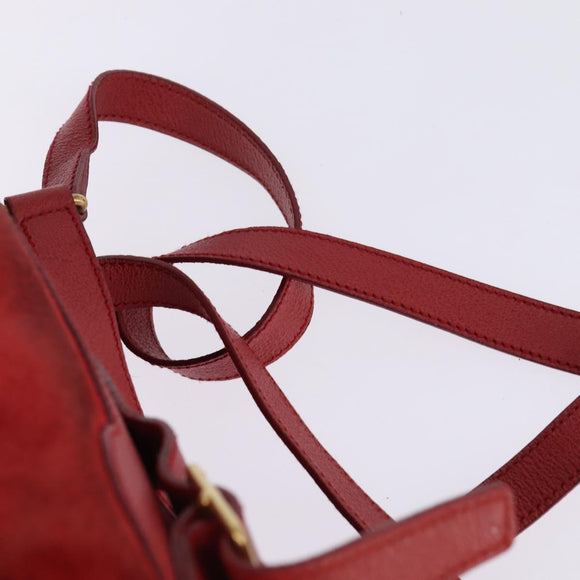 GUCCI Bamboo Backpack Suede Leather Red Gold 003 8030 Auth gh770