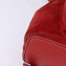 GUCCI Bamboo Backpack Suede Leather Red Gold 003 8030 Auth gh770-16