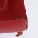 GUCCI Bamboo Backpack Suede Leather Red Gold 003 8030 Auth gh770-17