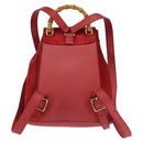 GUCCI Bamboo Backpack Suede Leather Red Gold 003 8030 Auth gh770-2