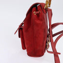 GUCCI Bamboo Backpack Suede Leather Red Gold 003 8030 Auth gh770-3
