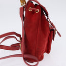 GUCCI Bamboo Backpack Suede Leather Red Gold 003 8030 Auth gh770-4