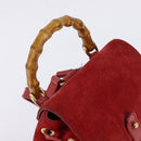GUCCI Bamboo Backpack Suede Leather Red Gold 003 8030 Auth gh770-6