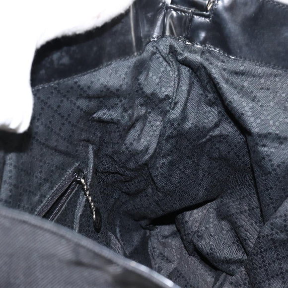 GUCCI Bamboo Hand Bag Nylon 2way Black Silver 001 2404 1577 Auth gh771