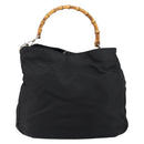GUCCI Bamboo Hand Bag Nylon 2way Black Silver 001 2404 1577 Auth gh771-2