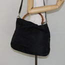 GUCCI Bamboo Hand Bag Nylon 2way Black Silver 001 2404 1577 Auth gh771-22