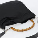 GUCCI Bamboo Hand Bag Nylon 2way Black Silver 001 2404 1577 Auth gh771-6