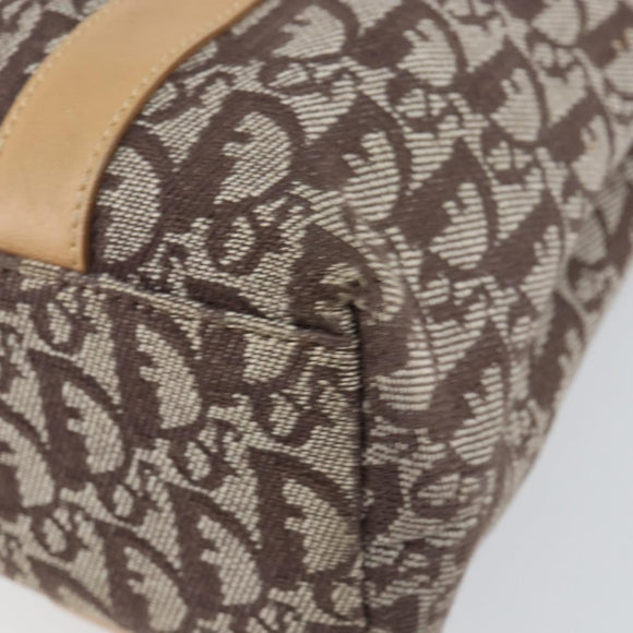 Christian Dior Trotter Canvas Tote Bag Gold Beige Auth gh772