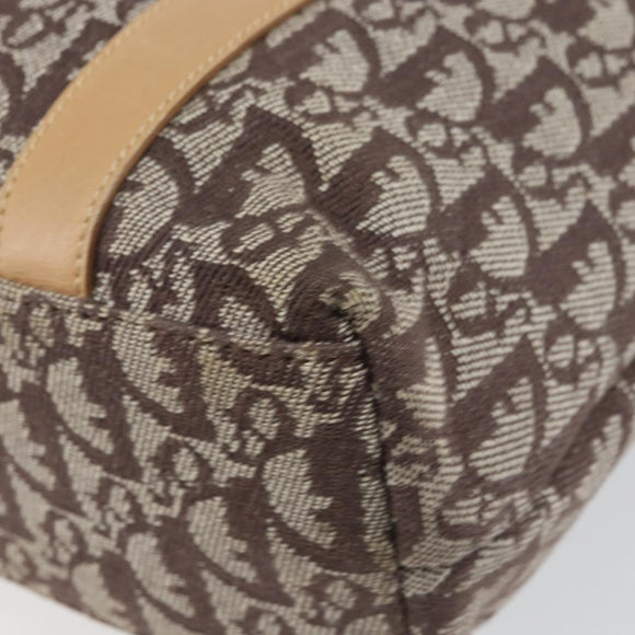Christian Dior Trotter Canvas Tote Bag Gold Beige Auth gh772