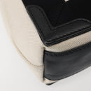 BALENCIAGA Navy Cabas XS Bag Canvas Leather White Black Silver 390346 Auth gh775-17