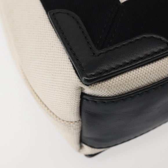 BALENCIAGA Navy Cabas XS Bag Canvas Leather White Black Silver 390346 Auth gh775