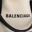 BALENCIAGA Navy Cabas XS Bag Canvas Leather White Black Silver 390346 Auth gh775-19