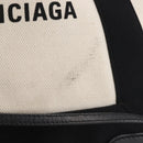 BALENCIAGA Navy Cabas XS Bag Canvas Leather White Black Silver 390346 Auth gh775-10