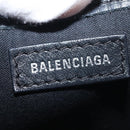 BALENCIAGA Navy Cabas XS Bag Canvas Leather White Black Silver 390346 Auth gh775-20