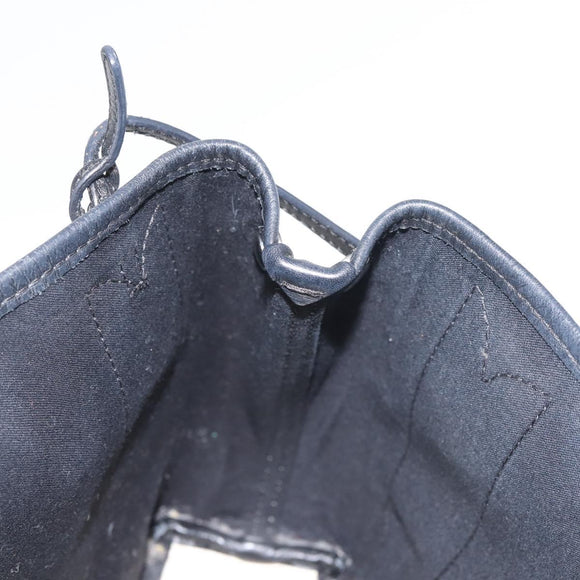 BALENCIAGA Navy Cabas XS Bag Canvas Leather White Black Silver 390346 Auth gh775