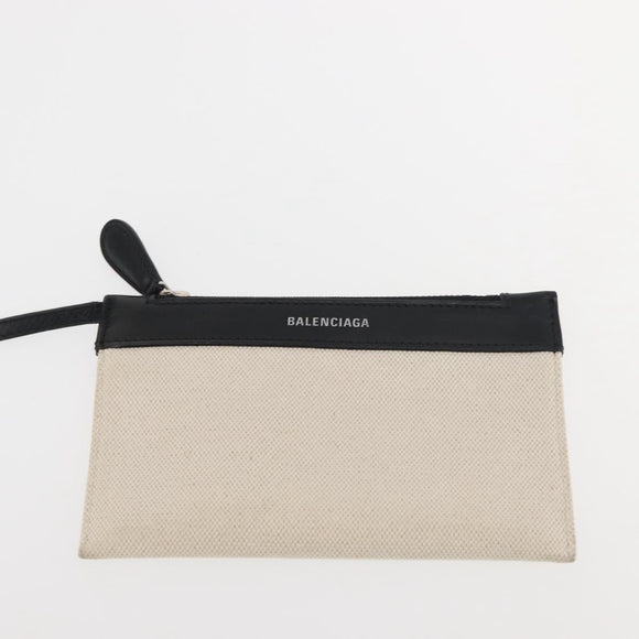 BALENCIAGA Navy Cabas XS Bag Canvas Leather White Black Silver 390346 Auth gh775