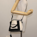 BALENCIAGA Navy Cabas XS Bag Canvas Leather White Black Silver 390346 Auth gh775-26