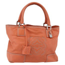 LOEWE Anagram Amazona Justa Hand Bag Leather Orange Silver Auth gh776-1