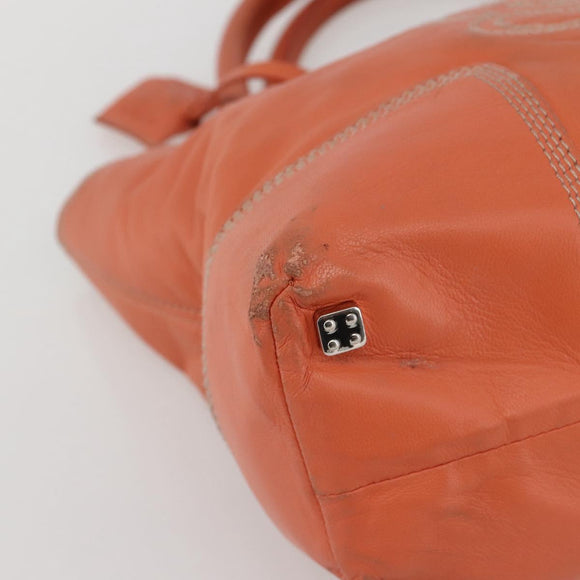 LOEWE Anagram Amazona Justa Hand Bag Leather Orange Silver Auth gh776