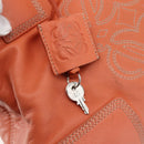 LOEWE Anagram Amazona Justa Hand Bag Leather Orange Silver Auth gh776-10