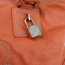 LOEWE Anagram Amazona Justa Hand Bag Leather Orange Silver Auth gh776-17
