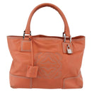 LOEWE Anagram Amazona Justa Hand Bag Leather Orange Silver Auth gh776-13