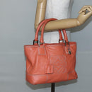 LOEWE Anagram Amazona Justa Hand Bag Leather Orange Silver Auth gh776-24