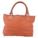 LOEWE Anagram Amazona Justa Hand Bag Leather Orange Silver Auth gh776-2