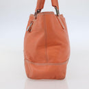 LOEWE Anagram Amazona Justa Hand Bag Leather Orange Silver Auth gh776-4