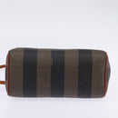 FENDI Pecan Canvas Hand Bag PVC 2way Black Brown Auth gh778-5