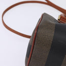 FENDI Pecan Canvas Hand Bag PVC 2way Black Brown Auth gh778-15