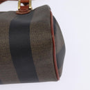 FENDI Pecan Canvas Hand Bag PVC 2way Black Brown Auth gh778-16
