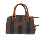 FENDI Pecan Canvas Hand Bag PVC 2way Black Brown Auth gh778-13