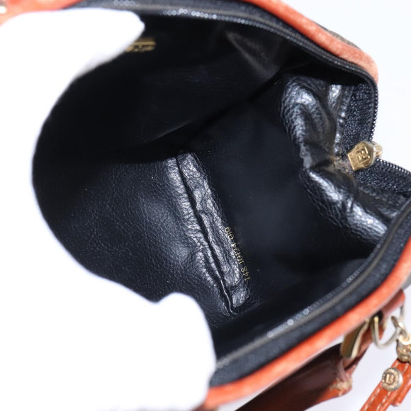 FENDI Pecan Canvas Hand Bag PVC 2way Black Brown Auth gh778