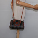 FENDI Pecan Canvas Hand Bag PVC 2way Black Brown Auth gh778-22