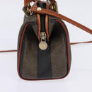 FENDI Pecan Canvas Hand Bag PVC 2way Black Brown Auth gh778-3