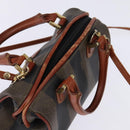 FENDI Pecan Canvas Hand Bag PVC 2way Black Brown Auth gh778-6