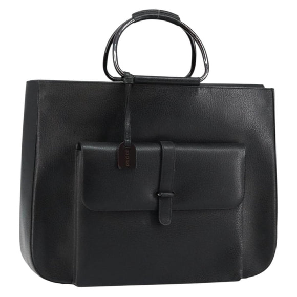 GUCCI Hand Bag Leather Black 002 3754 0459 Auth gh785