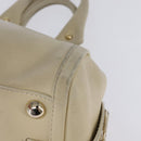 CELINE Triomphe Hand Bag Leather Beige Gold Auth gh799-13