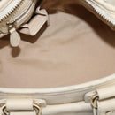 CELINE Triomphe Hand Bag Leather Beige Gold Auth gh799-15