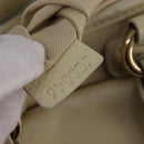 CELINE Triomphe Hand Bag Leather Beige Gold Auth gh799-20