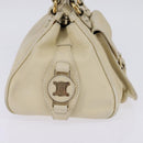CELINE Triomphe Hand Bag Leather Beige Gold Auth gh799-4