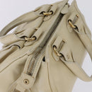 CELINE Triomphe Hand Bag Leather Beige Gold Auth gh799-6