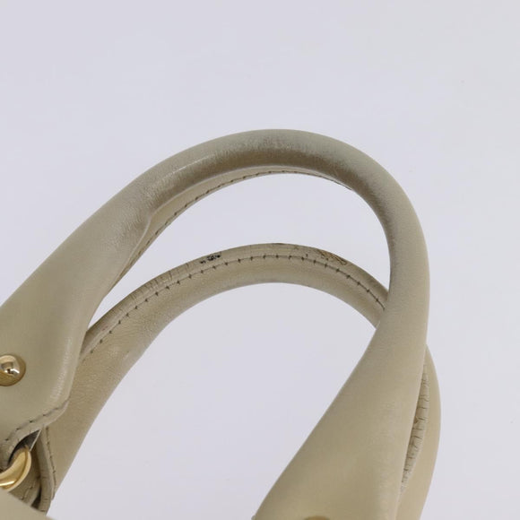 CELINE Triomphe Hand Bag Leather Beige Gold Auth gh799